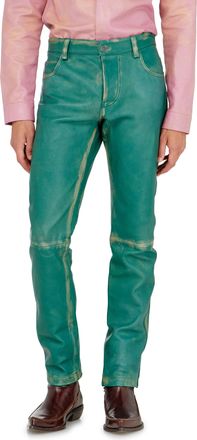 Diesel Pants in treated leather - Pants - Man - Green
