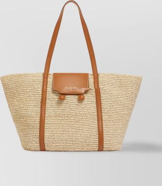 Marni woven texture tote bag with leather trim