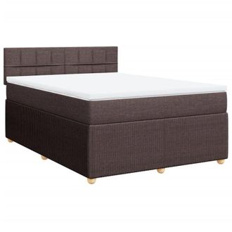 vidaXL Cama Box Spring Con Colch&oacute;n Tela Marr&oacute;n Oscuro 140x200 Cm Vidaxl
