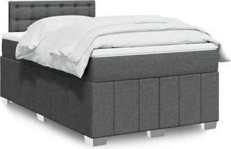 vidaXL Cama Box Spring Con Colch&oacute;n Tela Gris Oscuro 120x190 Cm Vidaxl