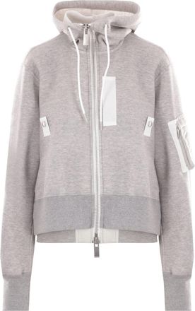 sacai classic-hood cotton-blend jacket - women - Cotton/Polyester/Nylon - 3 - Grey