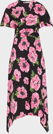 Stella McCartney Floral Print Asymmetric Midi Dress