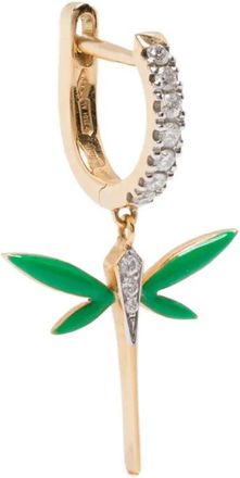 Anapsara Orecchino in oro giallo 18 carati con diamante e pendente libellula