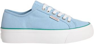 Calvin Klein Womens Logo Tag Platform Vulcanised Trainers, Multicolor (Cool Blue/Wild Green), 6