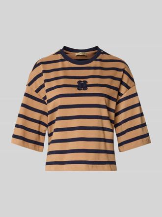 Smith & Soul Cropped T-Shirt mit Label-Stitching in Beige, Größe XS