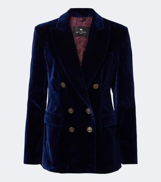 Etro Double-breasted cotton velvet blazer