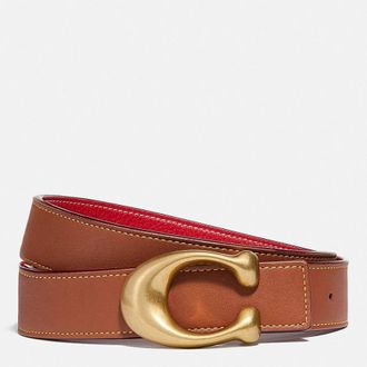 Coach Signature Buckle Reversible Leather Belt, Size Medium