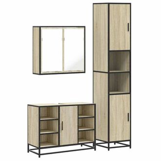 Berkfield Home 3 Piece Bathroom Furniture Set Sonoma Oak Engineered Wood in Light Tan