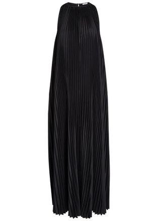 Joseph Chenes Pleated Satin Maxi Dress - Black - 38 (UK10 / S)