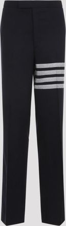 Thom Browne Navy Blue Low Rise Drop Crotch Backstrap Wool Trousers
