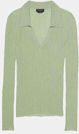 Kate Spade New York Sheer Long Sleeve Ribbed Polo