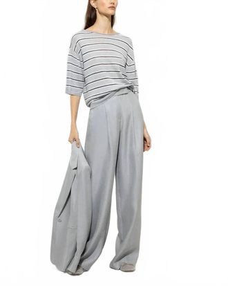 Luisa Cerano Short-Sleeved Sweater Top In Grey