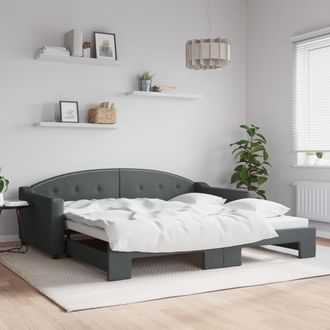 vidaXL Sof&aacute; Cama Nido Tela Gris Oscuro 100x200 Cm Vidaxl