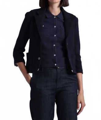 Minnie Rose Viscose Blend Shrunken Blazer In Navy