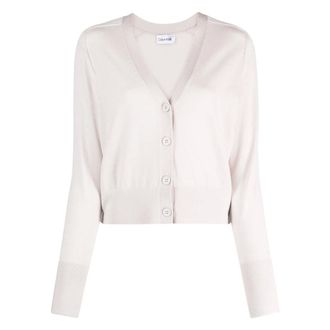 Calvin Klein Cardigans, female, Gray, L, Extra Fine Wool Cardigan