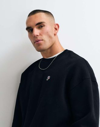 Parlez Clothing felpa oversize con stampa logo sul petto nera-Nero