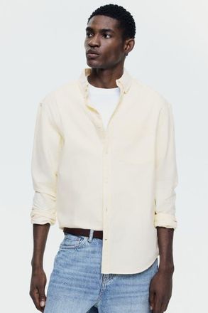 H&M Regular fit oxford shirt in Light Yellow at Nordstrom, Size Xx-Large
