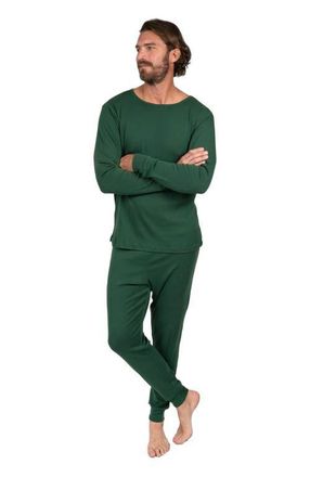 Leveret Mens Cotton Solid Matching Family Pajamas in Uniform Green at Nordstrom, Size Xx-Large