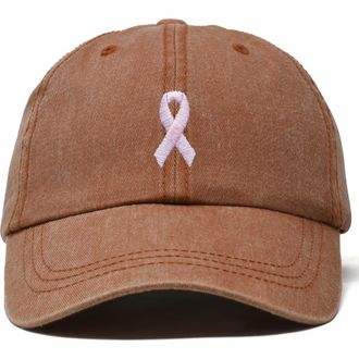 Dalix Pink Ribbon Dad Cap in Washed Orange at Nordstrom