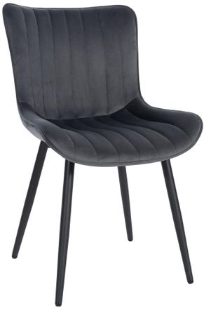 Clp Clp - Silla De Comedor Largo En Terciopelo O Polipiel Gris Oscuro Terciopelo
