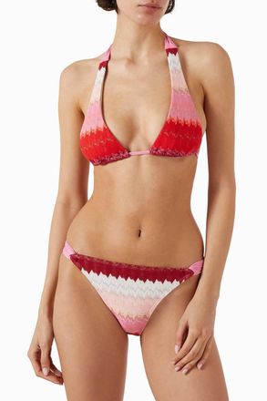 PQ Swim Eleanor Halter Bikini Top & High Waist Bikini Bottom Set In Pink