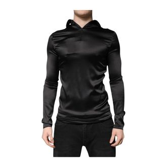 Dolce & Gabbana Zijden coltrui trui - Heren - Tops - Zwart - Maat: L Zijde