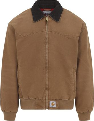Carhartt Work in Progress Brown Corduroy Collar Logo Jacket