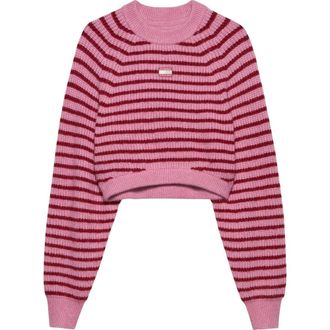 Tommy Jeans Round-neck Knitwear, female, Pink, M, Pink Wool-Blend Boxy Jumper