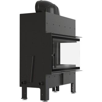 Kratki Luftkamin FLOKI L rechts mit schwarzem Termotec und Schlie&szlig;mechanismus