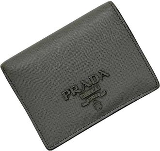 Prada Gray Leather Wallet (Bi-Fold) (Pre-Owned)