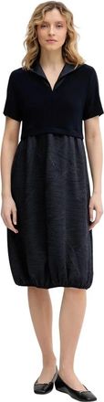 Joseph Ribkoff Gevouwen satijn & zijdezachte gebreide cocoon jurk - Dames - Casual kleedjes - Blauw - 3XL - Satijn - Kleedjes
