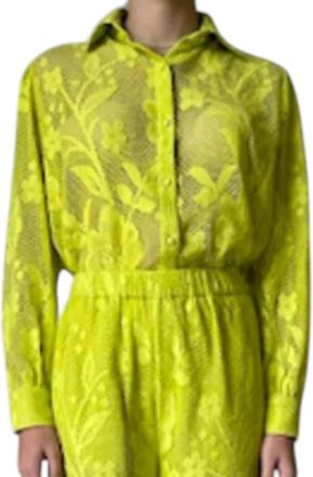 Hemant & Nandita Nysa Long Sleeve Button Down Shirt In Lime