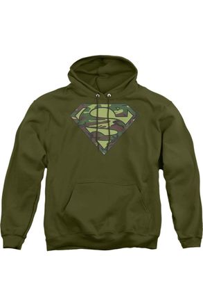Gildan Superman Camo Logo Adult Pull Over Hoodie / Hooded Sweatshirt