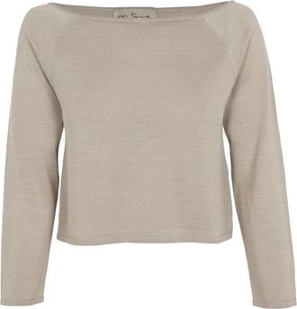 Cortana Tussa- zijden parelpunt top - Dames - Ronde hals truien - Beige - XS - Truien & Vesten
