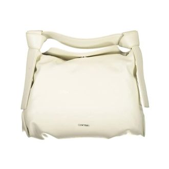 Calvin Klein Beige Polyester Handtas met Contrasterende Details - Dames - Handtassen - Beige - ONE Size - Polyester - Tassen