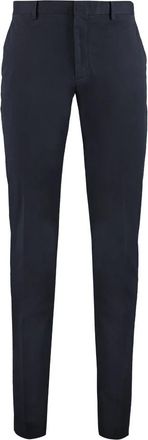 Ermenegildo Zegna Katoenen broek met zakken en elastaan - Heren - Chinos - Blauw - M - Katoen - Broeken