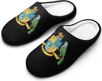 Generic Coat of Arms of Dominica Funny Mens Slippers Cotton Warm House Shoes Memory Foam Sandals Print Size 7-14