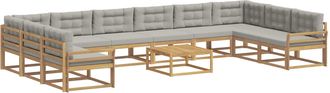 vidaXL Conjunto De Sof&aacute;s De Exterior 11 Uds. Blanco Y Gris Claro Vidaxl