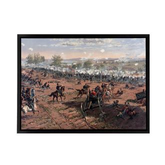 Artery8 US Civil War Battle Of Gettysburg Framed Canvas Wall Art Print | Size: W24 x H32