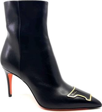 Santoni Schoenen, Dames, Zwart, 40 EU, Leer, Hoge Laarzen met Hak