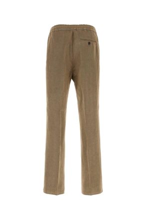 Ferragamo Linen-Viscose Blend Trousers - Beige