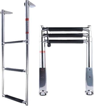 OEM Escalera De Barco, Escalera De Cubierta De Acero Inoxidable, Escalera Telesc&oacute;pica Plegable, Tres Pelda&ntilde;os, Piscinas, Muelles Y Pontones, Plateada
