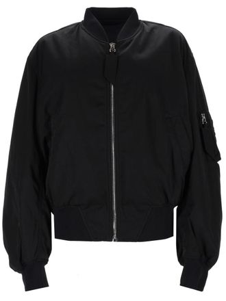 The Attico Neutrals Cropped Zipper Sleeve Polyester Bomber Jacket