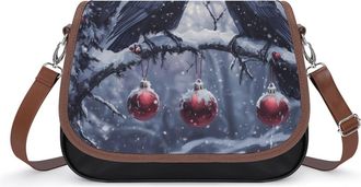 Generic Three Ravens Winter Day Womens Crossbody Bag Fashion Shoulder Handbags Message Tote Bag with Adjustable Strap