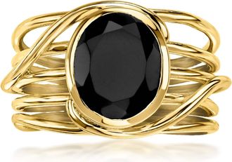 Ross-Simons Onyx Highway Ring in 18kt Gold Over Sterling
