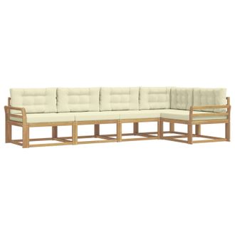 vidaXL Conjunto De Sof&aacute;s De Exterior 4 Pcs Blanco Y Crema Poli&eacute;ster Vidaxl