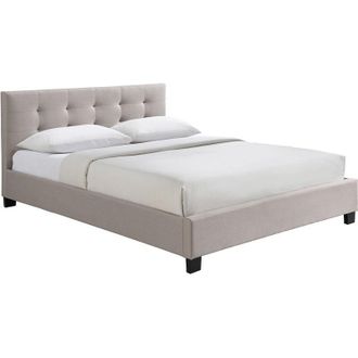 Miliboo Cama 160 X 200 Tela Beige Acolchada Marquise