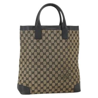 Gucci Pre-owned Tote Bags, female, Beige, Size: ONE SIZE Pre-owned Vintage Canvas Tote Bag