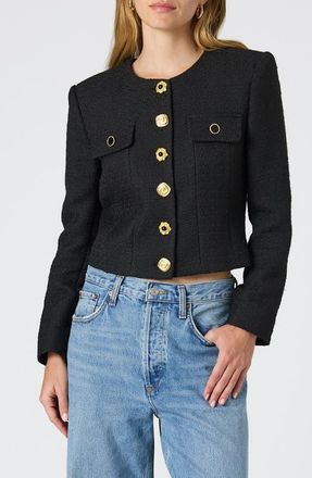 French Connection Mismatched Button Tweed Jacket in 01-Black at Nordstrom, Size 10