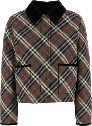 Burberry Womens Embroidered Cotton Jacket - Grey - Size X-Small